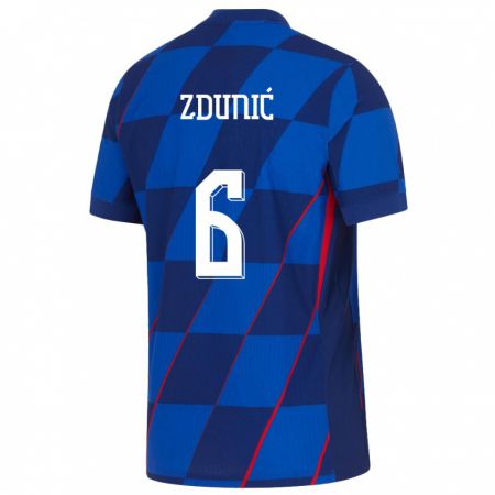 Kandiny Enfant Maillot Croatie Lea Zdunic #6 Bleu Tenues Extérieur 24-26 T-Shirt
