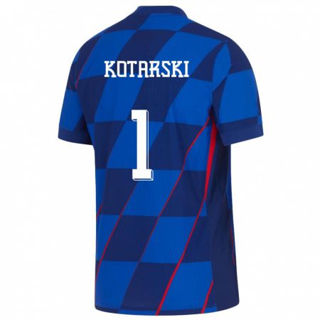 Kandiny Enfant Maillot Croatie Dominik Kotarski #1 Bleu Tenues Extérieur 24-26 T-Shirt