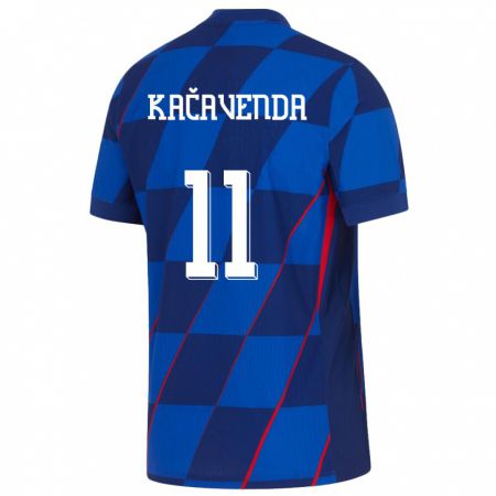 Kandiny Enfant Maillot Croatie Lukas Kacavenda #11 Bleu Tenues Extérieur 24-26 T-Shirt
