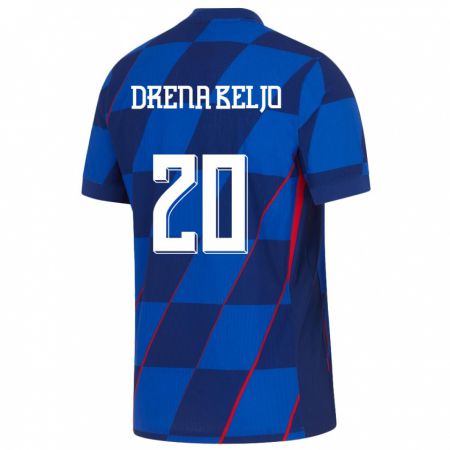 Kandiny Enfant Maillot Croatie Dion Drena Beljo #20 Bleu Tenues Extérieur 24-26 T-Shirt
