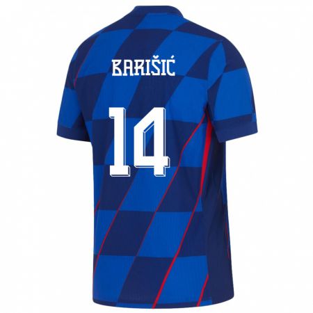 Kandiny Enfant Maillot Croatie Teo Barisic #14 Bleu Tenues Extérieur 24-26 T-Shirt