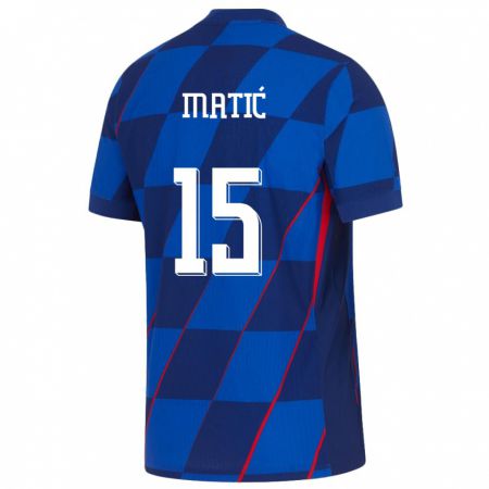 Kandiny Enfant Maillot Croatie Matej Matic #15 Bleu Tenues Extérieur 24-26 T-Shirt