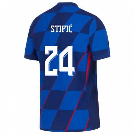 Kandiny Enfant Maillot Croatie Mihael Stipic #24 Bleu Tenues Extérieur 24-26 T-Shirt