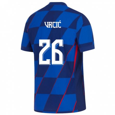 Kandiny Enfant Maillot Croatie Jere Vrcic #26 Bleu Tenues Extérieur 24-26 T-Shirt