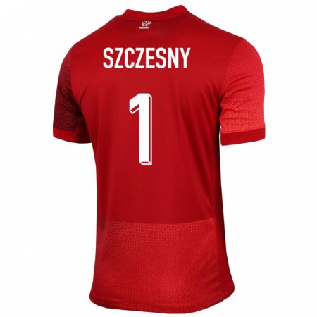 Kandiny Enfant Maillot Pologne Wojciech Szczesny #1 Rouge Tenues Extérieur 24-26 T-Shirt