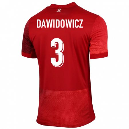 Kandiny Enfant Maillot Pologne Pawel Dawidowicz #3 Rouge Tenues Extérieur 24-26 T-Shirt