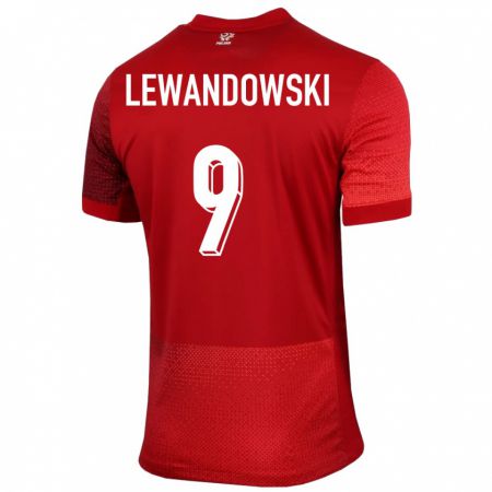 Kandiny Enfant Maillot Pologne Robert Lewandowski #9 Rouge Tenues Extérieur 24-26 T-Shirt