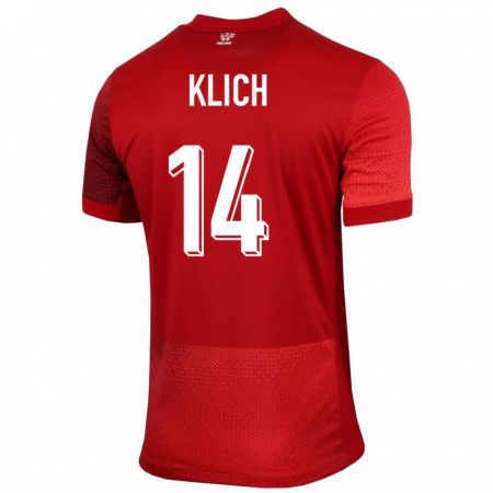 Kandiny Enfant Maillot Pologne Mateusz Klich #14 Rouge Tenues Extérieur 24-26 T-Shirt