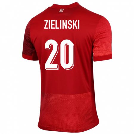 Kandiny Enfant Maillot Pologne Piotr Zielinski #20 Rouge Tenues Extérieur 24-26 T-Shirt