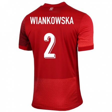 Kandiny Enfant Maillot Pologne Martyna Wiankowska #2 Rouge Tenues Extérieur 24-26 T-Shirt