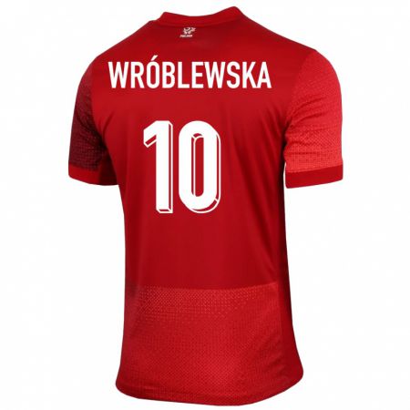 Kandiny Enfant Maillot Pologne Joanna Wroblewska #10 Rouge Tenues Extérieur 24-26 T-Shirt
