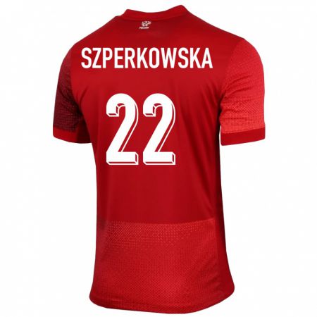 Kandiny Enfant Maillot Pologne Oliwia Szperkowska #22 Rouge Tenues Extérieur 24-26 T-Shirt