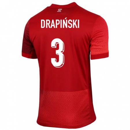 Kandiny Enfant Maillot Pologne Igor Drapinski #3 Rouge Tenues Extérieur 24-26 T-Shirt