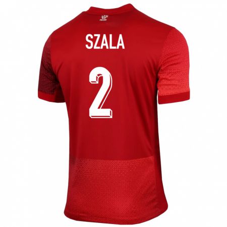 Kandiny Enfant Maillot Pologne Dominik Szala #2 Rouge Tenues Extérieur 24-26 T-Shirt