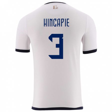 Kandiny Enfant Maillot Équateur Piero Hincapie #3 Blanc Tenues Extérieur 24-26 T-Shirt