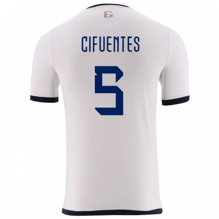 Kandiny Enfant Maillot Équateur Jose Cifuentes #5 Blanc Tenues Extérieur 24-26 T-Shirt