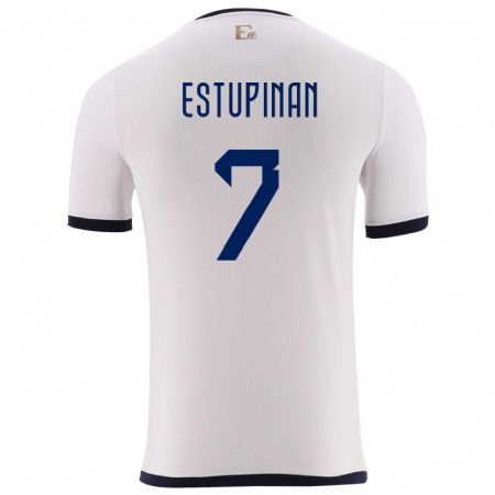 Kandiny Enfant Maillot Équateur Pervis Estupinan #7 Blanc Tenues Extérieur 24-26 T-Shirt