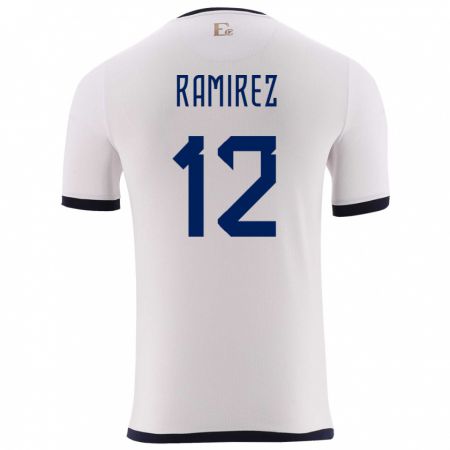 Kandiny Enfant Maillot Équateur Moises Ramirez #12 Blanc Tenues Extérieur 24-26 T-Shirt