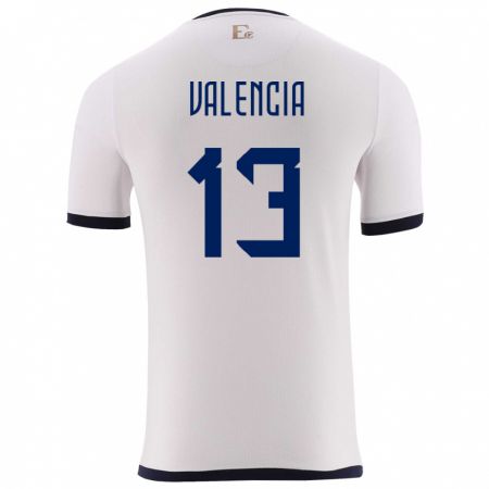 Kandiny Enfant Maillot Équateur Enner Valencia #13 Blanc Tenues Extérieur 24-26 T-Shirt