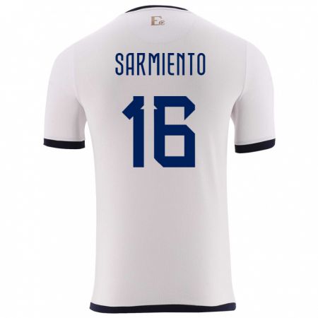 Kandiny Enfant Maillot Équateur Jeremy Sarmiento #16 Blanc Tenues Extérieur 24-26 T-Shirt