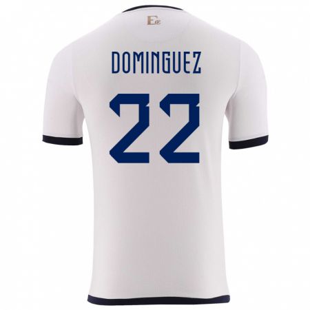 Kandiny Enfant Maillot Équateur Alexander Dominguez #22 Blanc Tenues Extérieur 24-26 T-Shirt