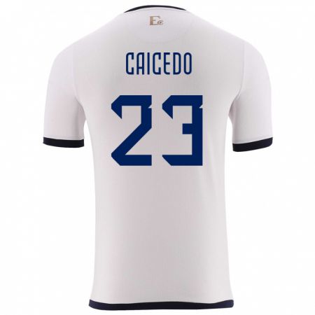Kandiny Enfant Maillot Équateur Moises Caicedo #23 Blanc Tenues Extérieur 24-26 T-Shirt