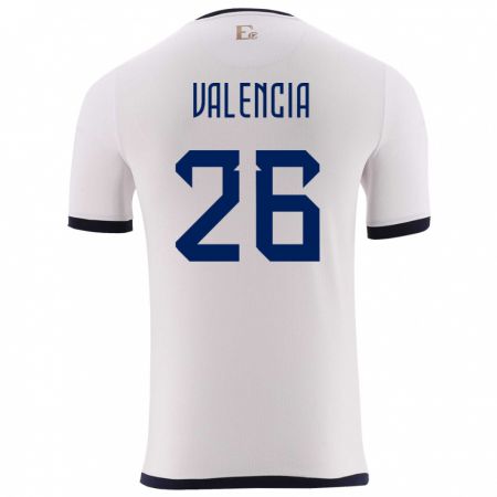 Kandiny Enfant Maillot Équateur Anthony Valencia #26 Blanc Tenues Extérieur 24-26 T-Shirt