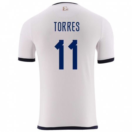 Kandiny Enfant Maillot Équateur Ambar Torres #11 Blanc Tenues Extérieur 24-26 T-Shirt
