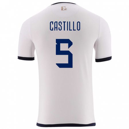 Kandiny Enfant Maillot Équateur Denil Castillo #5 Blanc Tenues Extérieur 24-26 T-Shirt