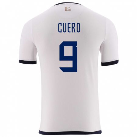 Kandiny Enfant Maillot Équateur Justin Cuero #9 Blanc Tenues Extérieur 24-26 T-Shirt