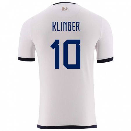 Kandiny Enfant Maillot Équateur Jose Klinger #10 Blanc Tenues Extérieur 24-26 T-Shirt