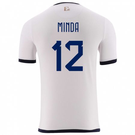 Kandiny Enfant Maillot Équateur Ethan Minda #12 Blanc Tenues Extérieur 24-26 T-Shirt