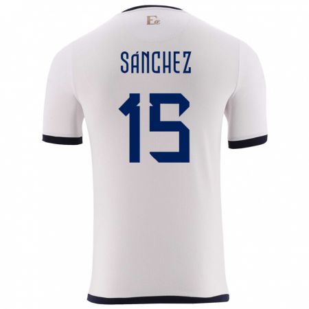 Kandiny Enfant Maillot Équateur Juan Sanchez #15 Blanc Tenues Extérieur 24-26 T-Shirt