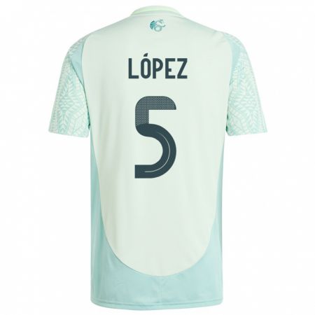 Kandiny Enfant Maillot Mexique Jimena Lopez #5 Lin Vert Tenues Extérieur 24-26 T-Shirt
