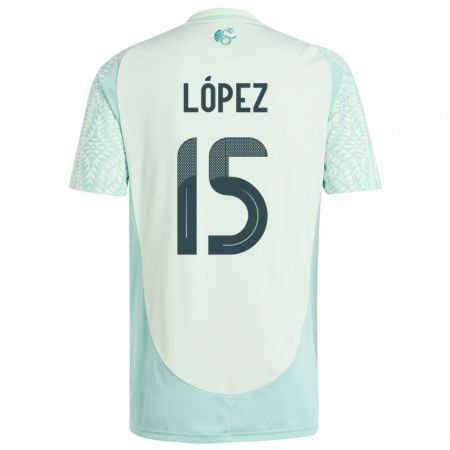 Kandiny Enfant Maillot Mexique Everardo Lopez #15 Lin Vert Tenues Extérieur 24-26 T-Shirt