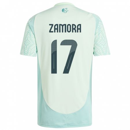 Kandiny Enfant Maillot Mexique Saul Zamora #17 Lin Vert Tenues Extérieur 24-26 T-Shirt