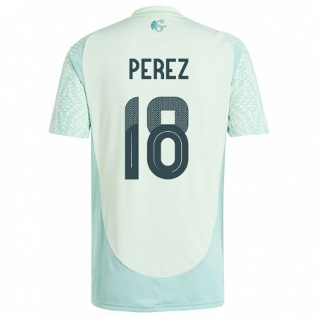Kandiny Enfant Maillot Mexique Jonathan Perez #18 Lin Vert Tenues Extérieur 24-26 T-Shirt
