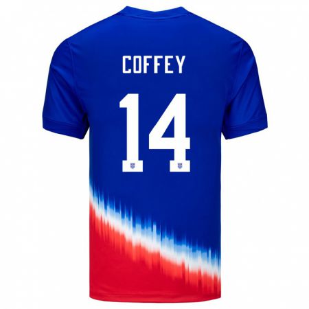 Kandiny Enfant Maillot États-Unis Sam Coffey #14 Bleu Tenues Extérieur 24-26 T-Shirt