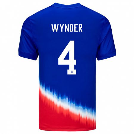 Kandiny Enfant Maillot États-Unis Joshua Wynder #4 Bleu Tenues Extérieur 24-26 T-Shirt