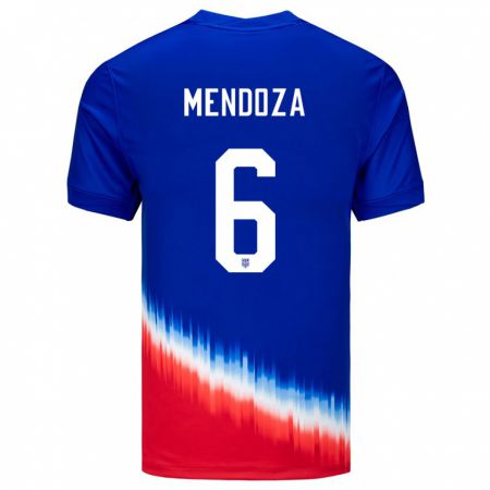 Kandiny Enfant Maillot États-Unis Edwyn Mendoza #6 Bleu Tenues Extérieur 24-26 T-Shirt