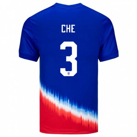 Kandiny Enfant Maillot États-Unis Justin Che #3 Bleu Tenues Extérieur 24-26 T-Shirt