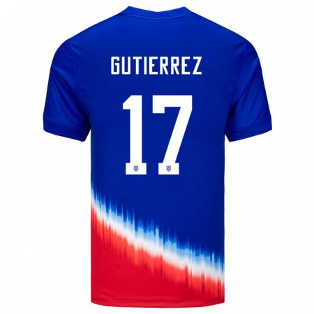Kandiny Enfant Maillot États-Unis Brian Gutierrez #17 Bleu Tenues Extérieur 24-26 T-Shirt