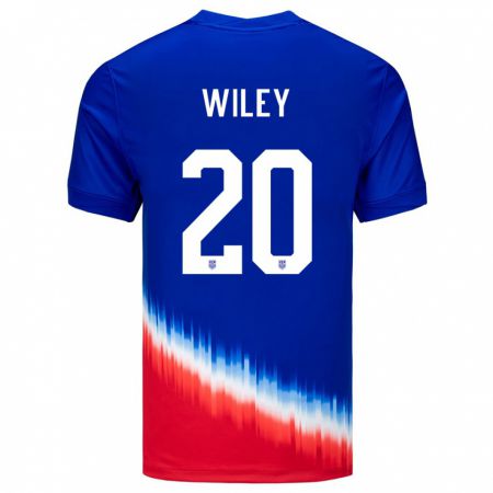 Kandiny Enfant Maillot États-Unis Caleb Wiley #20 Bleu Tenues Extérieur 24-26 T-Shirt