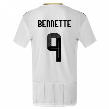 Kandiny Enfant Maillot Costa Rica Jewison Bennette #9 Blanc Tenues Extérieur 24-26 T-Shirt