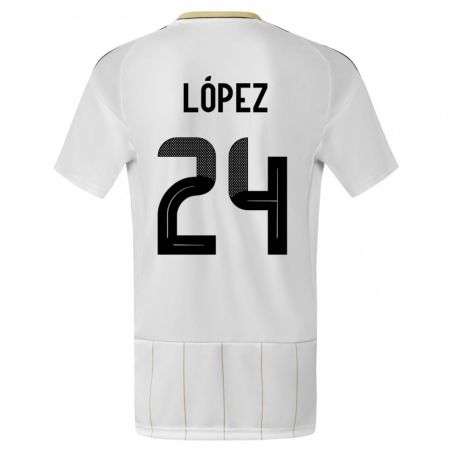 Kandiny Enfant Maillot Costa Rica Douglas Lopez #24 Blanc Tenues Extérieur 24-26 T-Shirt