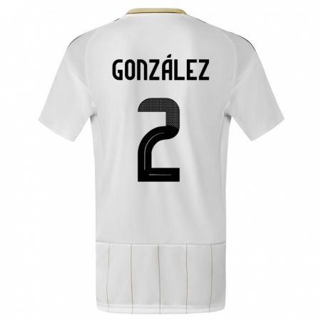 Kandiny Enfant Maillot Costa Rica Julian Gonzalez #2 Blanc Tenues Extérieur 24-26 T-Shirt