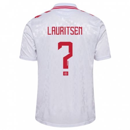Kandiny Enfant Maillot Danemark Mads Lauritsen #0 Blanc Tenues Extérieur 24-26 T-Shirt