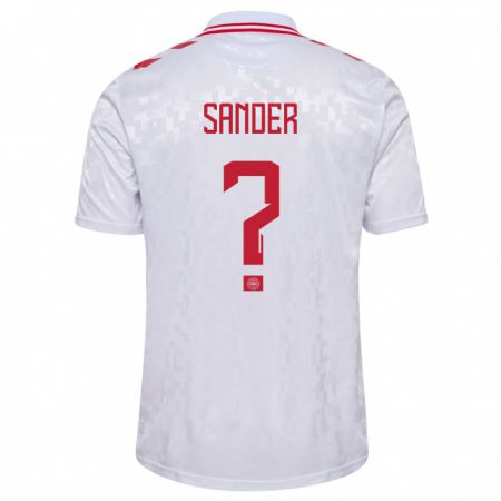Kandiny Enfant Maillot Danemark Theo Sander #0 Blanc Tenues Extérieur 24-26 T-Shirt