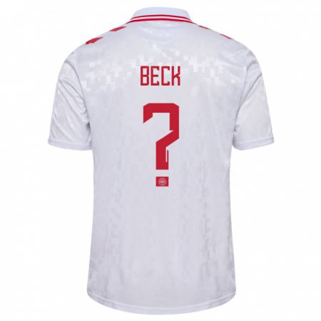Kandiny Enfant Maillot Danemark Julius Beck #0 Blanc Tenues Extérieur 24-26 T-Shirt
