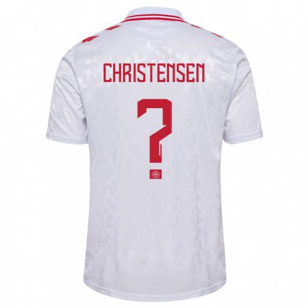 Kandiny Enfant Maillot Danemark Sebastian Christensen #0 Blanc Tenues Extérieur 24-26 T-Shirt